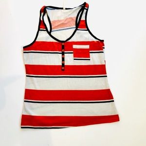 DNA Couture/women's red striped tank top size: L/M